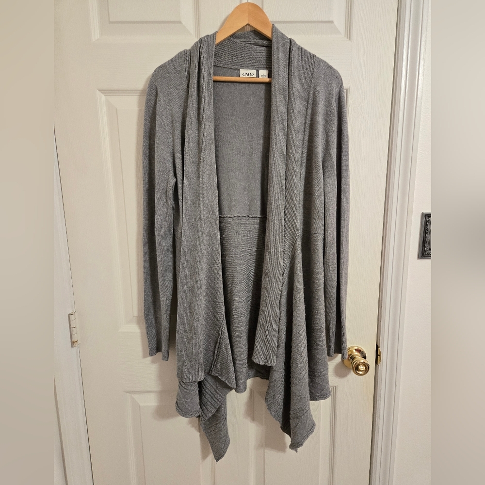 Cato Gray Drape Open Front Cardigan Size Large
